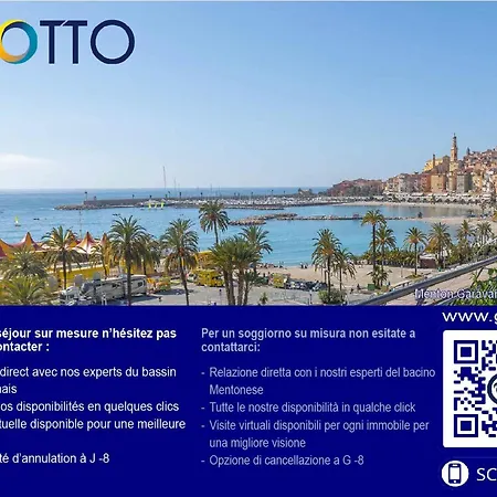 Апартаменты **2p Calme Climatise, Terrasse, Centre Menton, Proche Plages Et Commerces** - Fr-1-196-356